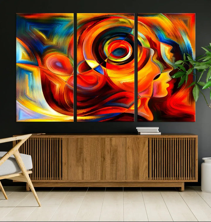 Colorful Abstract Faces Contemporary Wall Art Canvas Print