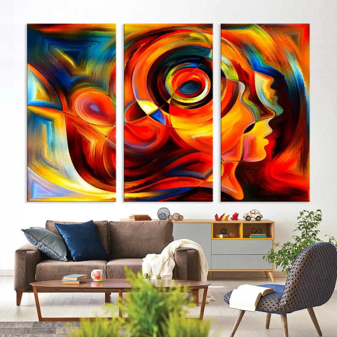 Colorful Abstract Faces Contemporary Wall Art Canvas Print