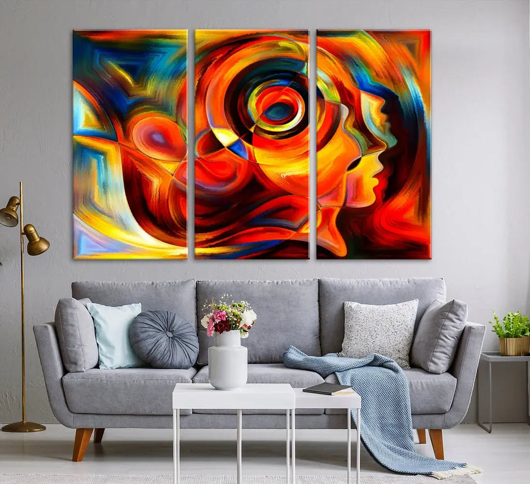 Colorful Abstract Faces Contemporary Wall Art Canvas Print