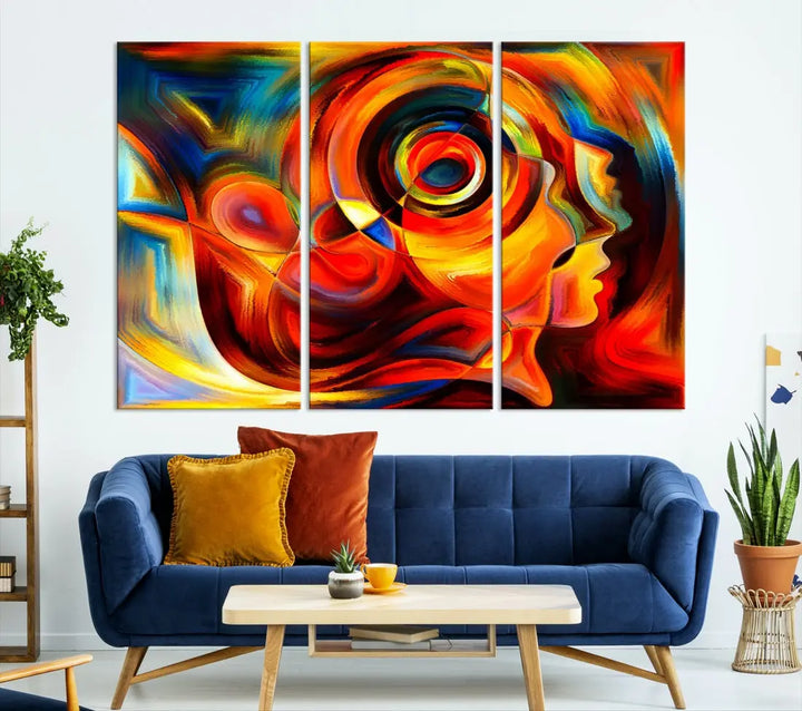 Colorful Abstract Faces Contemporary Wall Art Canvas Print