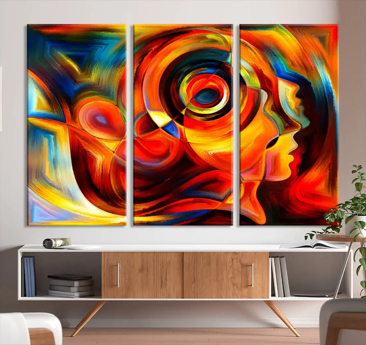 Colorful Abstract Faces Contemporary Wall Art Canvas Print