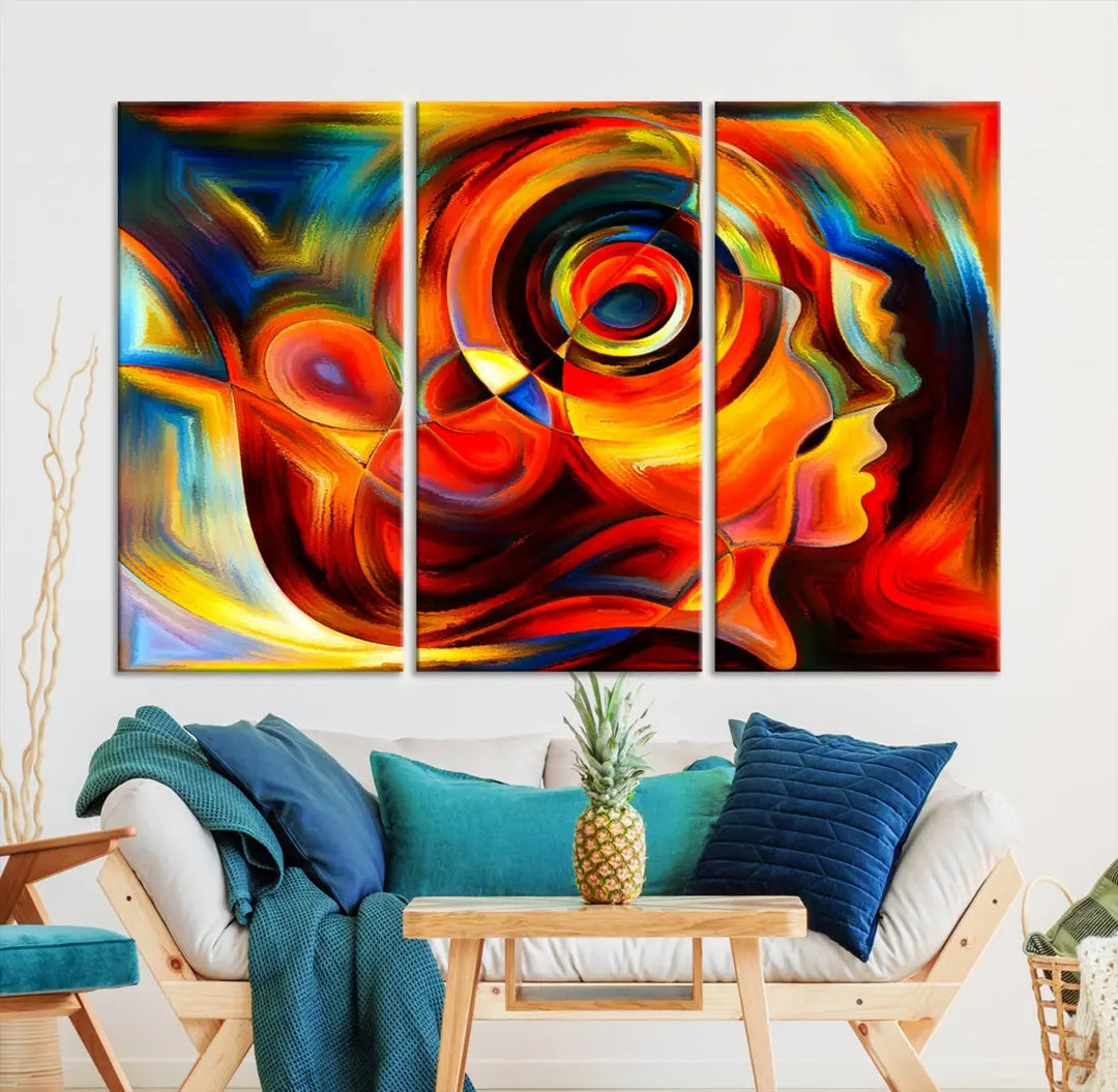 Colorful Abstract Faces Contemporary Wall Art Canvas Print