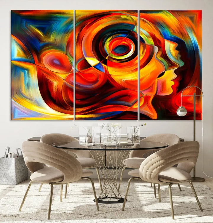 Colorful Abstract Faces Contemporary Wall Art Canvas Print