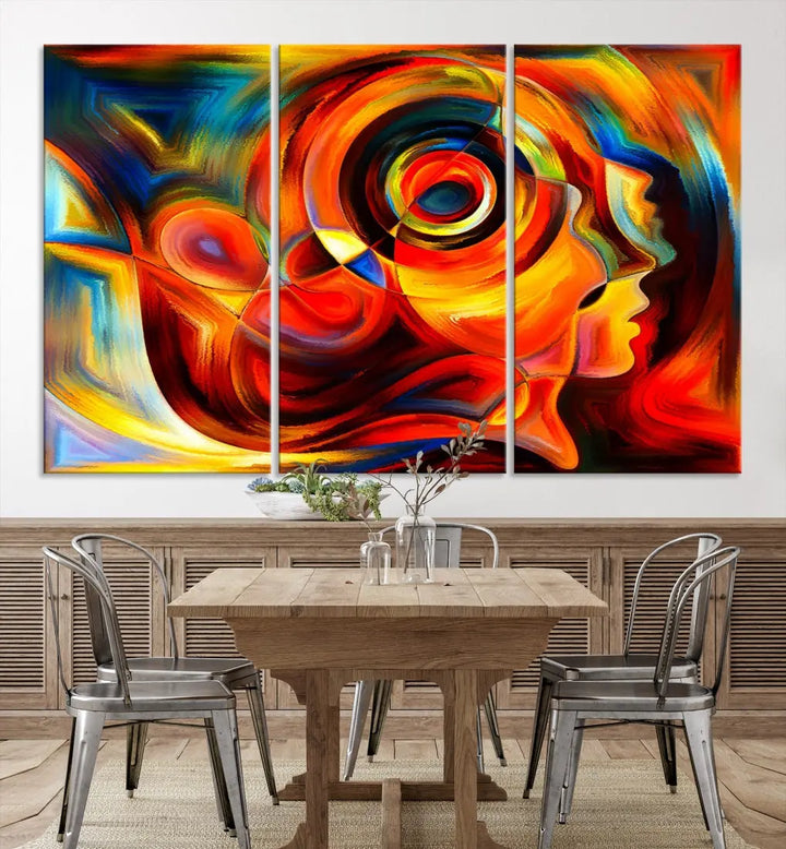 Colorful Abstract Faces Contemporary Wall Art Canvas Print