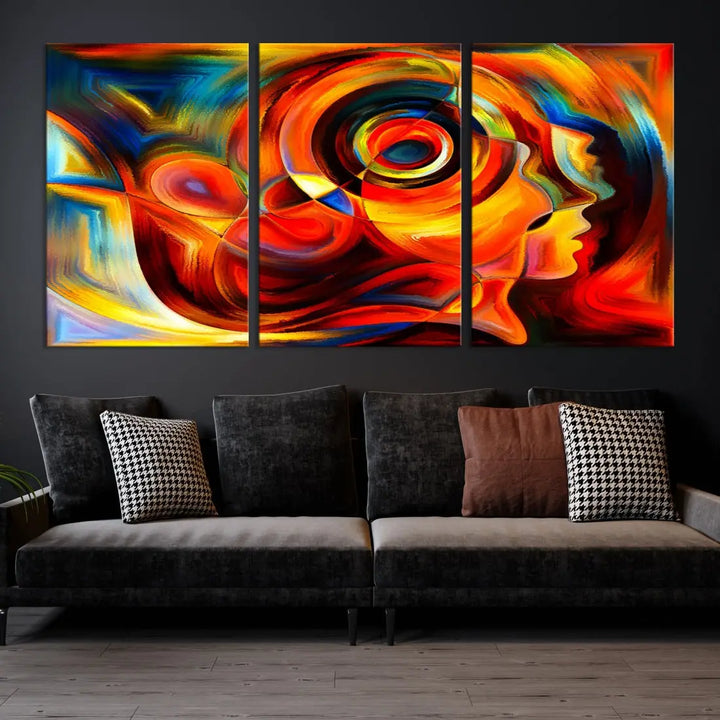 Colorful Abstract Faces Contemporary Wall Art Canvas Print