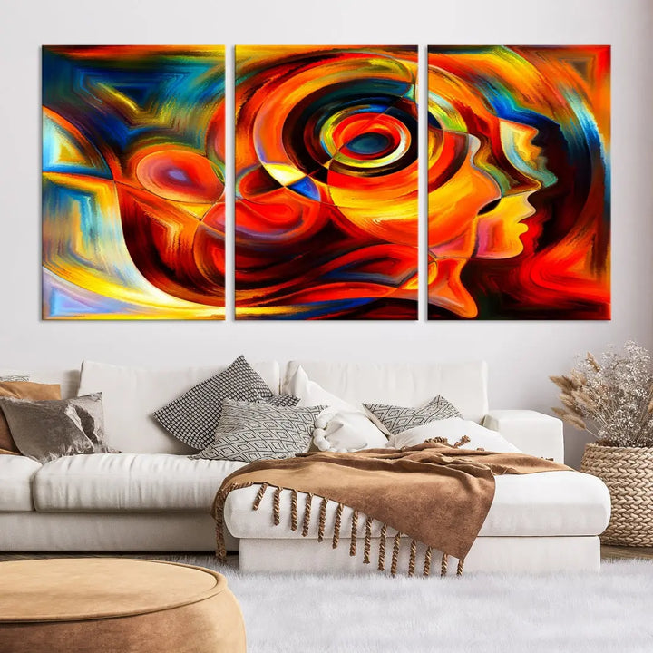 Colorful Abstract Faces Contemporary Wall Art Canvas Print