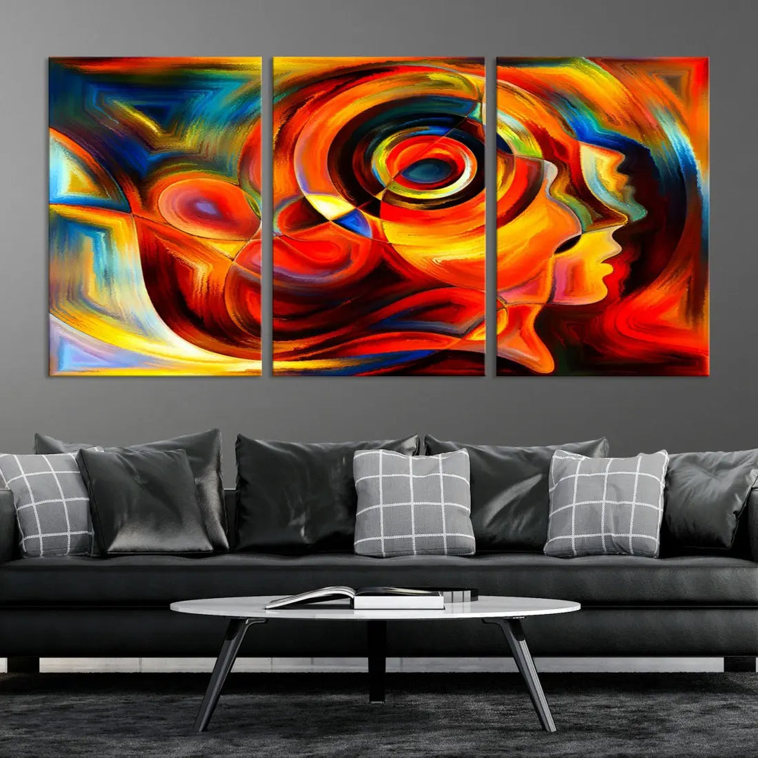 Colorful Abstract Faces Contemporary Wall Art Canvas Print