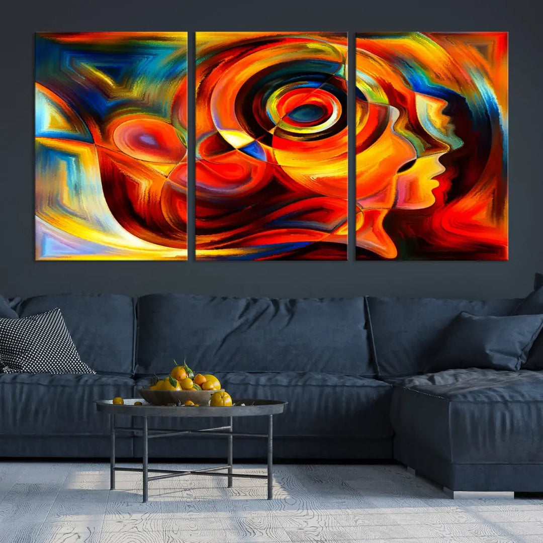 Colorful Abstract Faces Contemporary Wall Art Canvas Print