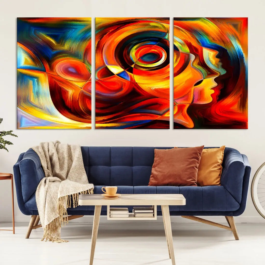 Colorful Abstract Faces Contemporary Wall Art Canvas Print