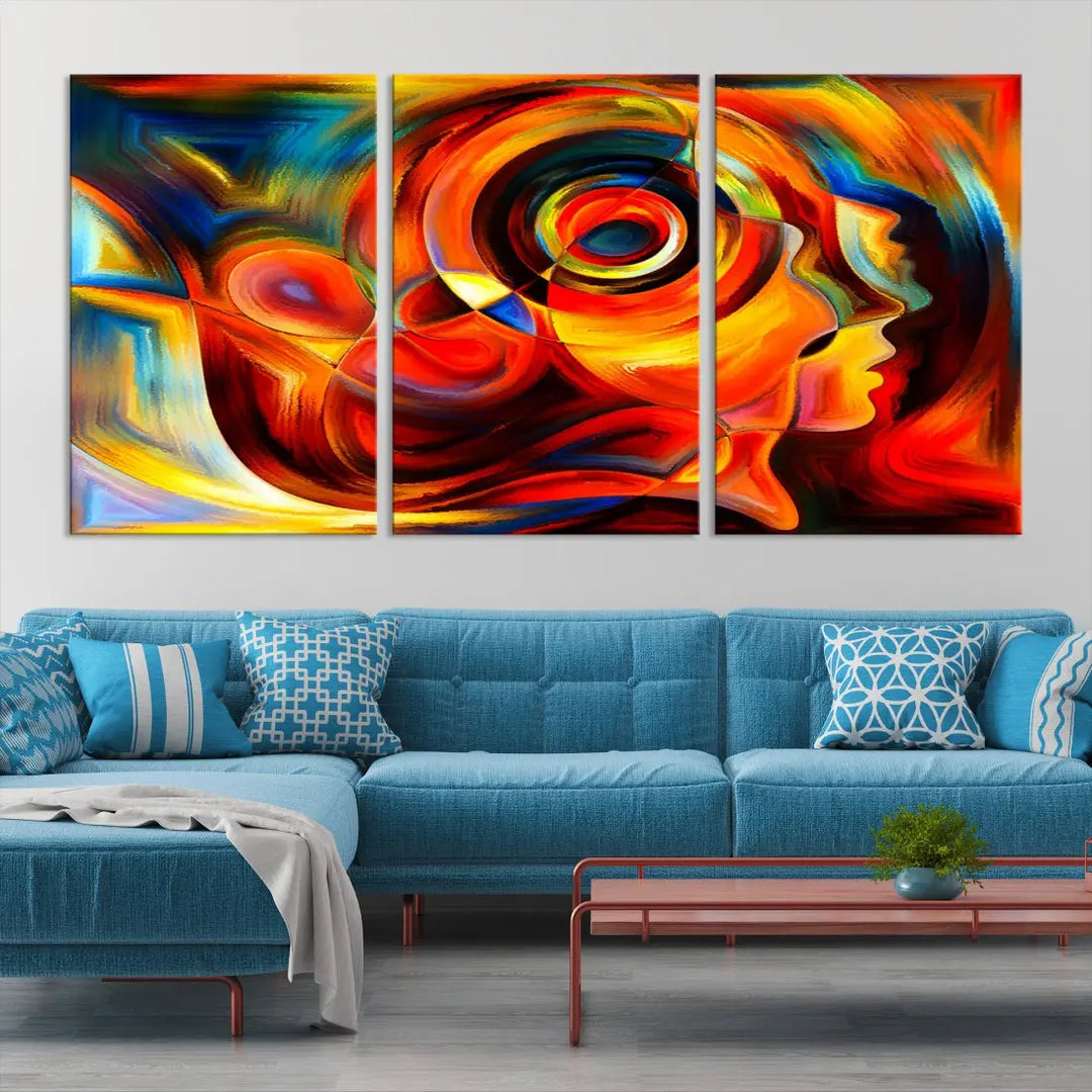 Colorful Abstract Faces Contemporary Wall Art Canvas Print