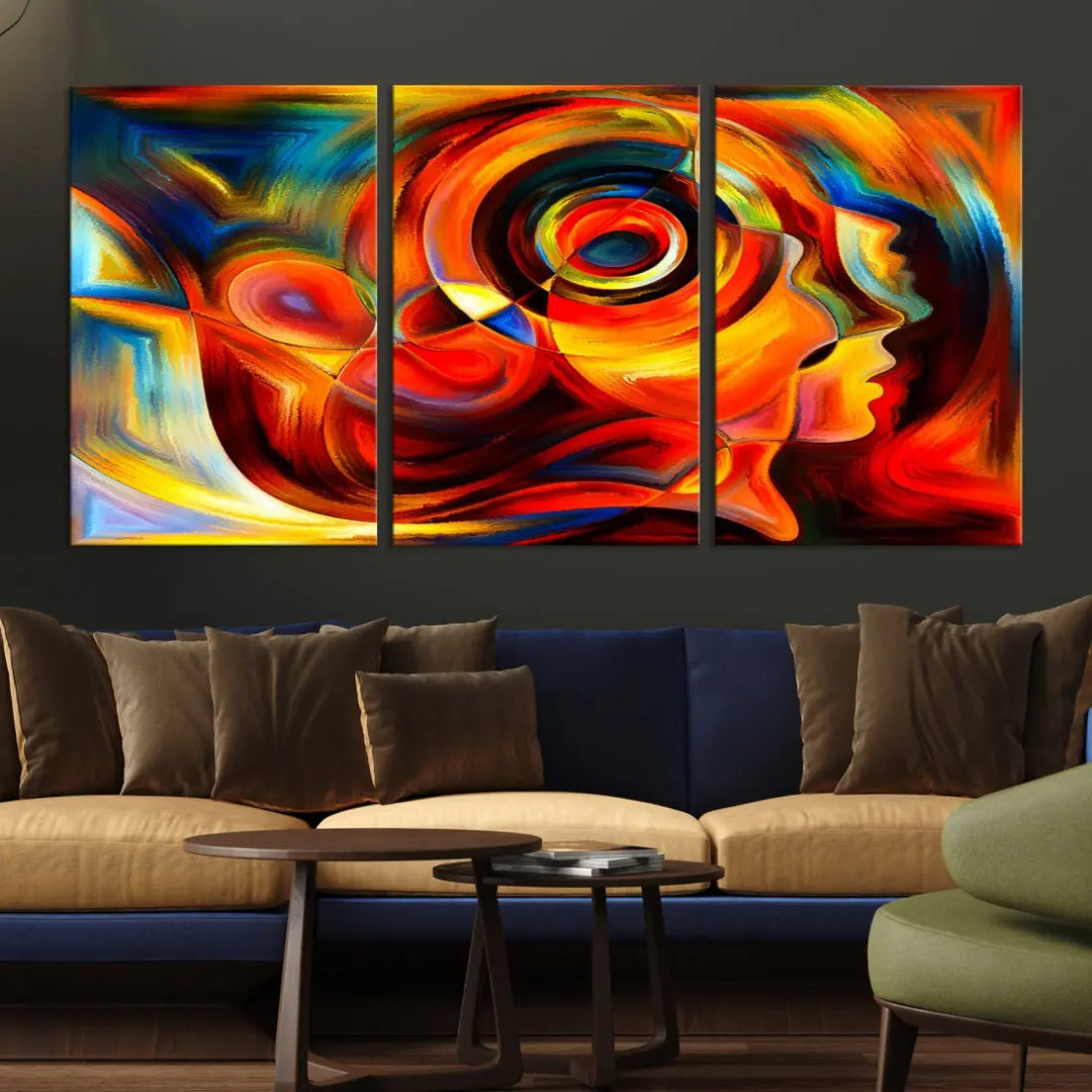 Colorful Abstract Faces Contemporary Wall Art Canvas Print