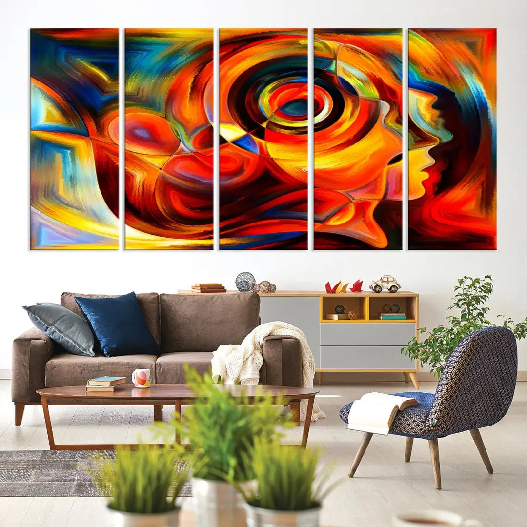 Colorful Abstract Faces Contemporary Wall Art Canvas Print