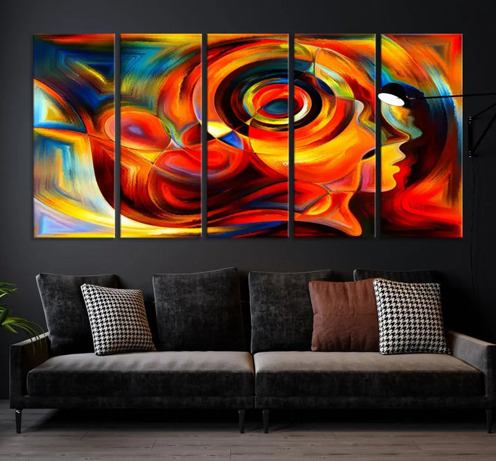 Colorful Abstract Faces Contemporary Wall Art Canvas Print