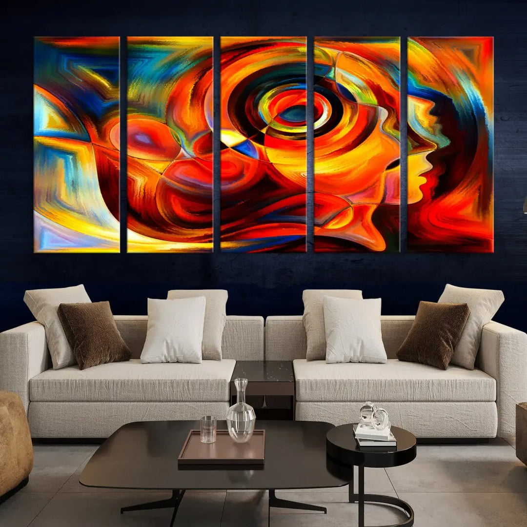 Colorful Abstract Faces Contemporary Wall Art Canvas Print