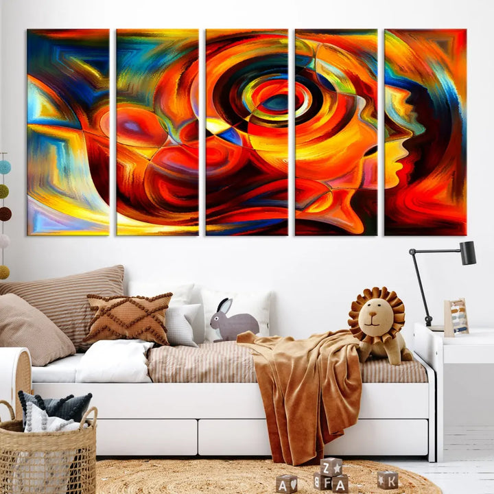 Colorful Abstract Faces Contemporary Wall Art Canvas Print