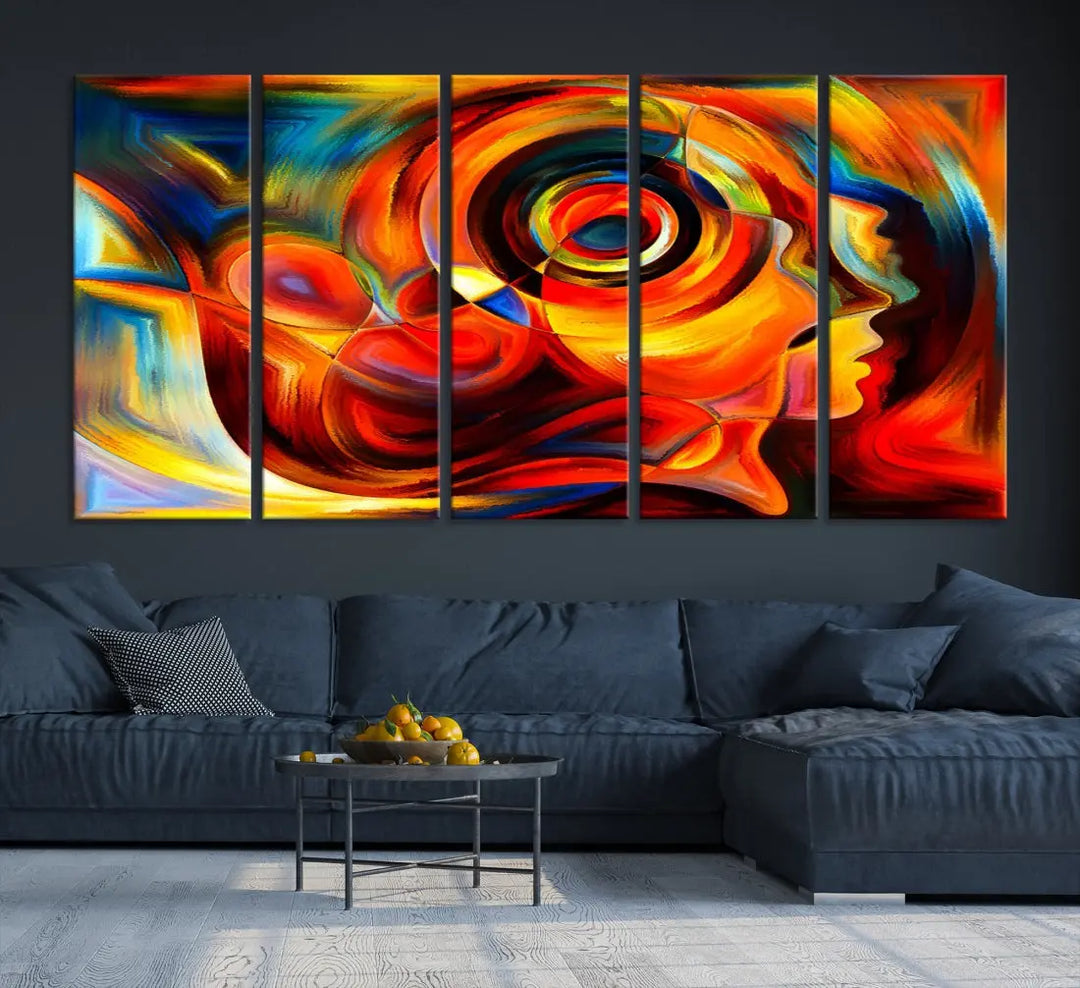 Colorful Abstract Faces Contemporary Wall Art Canvas Print