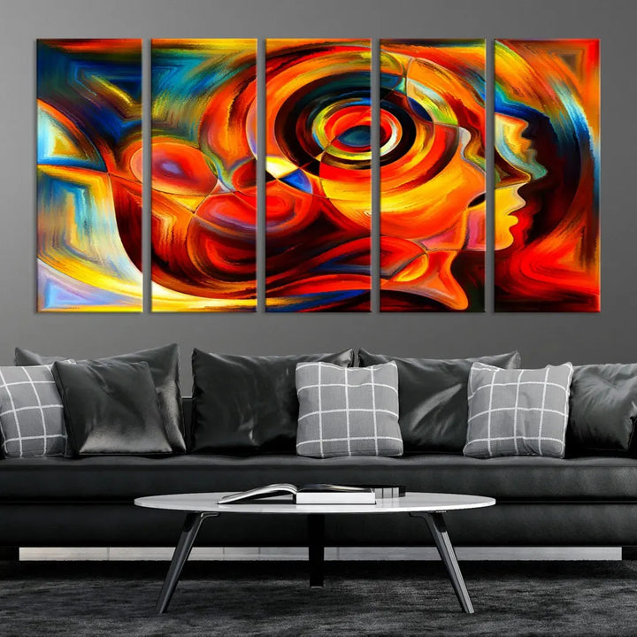 Colorful Abstract Faces Contemporary Wall Art Canvas Print