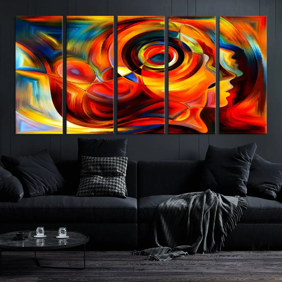 Colorful Abstract Faces Contemporary Wall Art Canvas Print