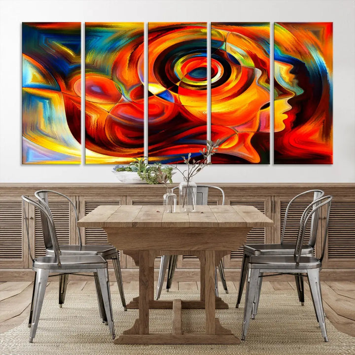 Colorful Abstract Faces Contemporary Wall Art Canvas Print