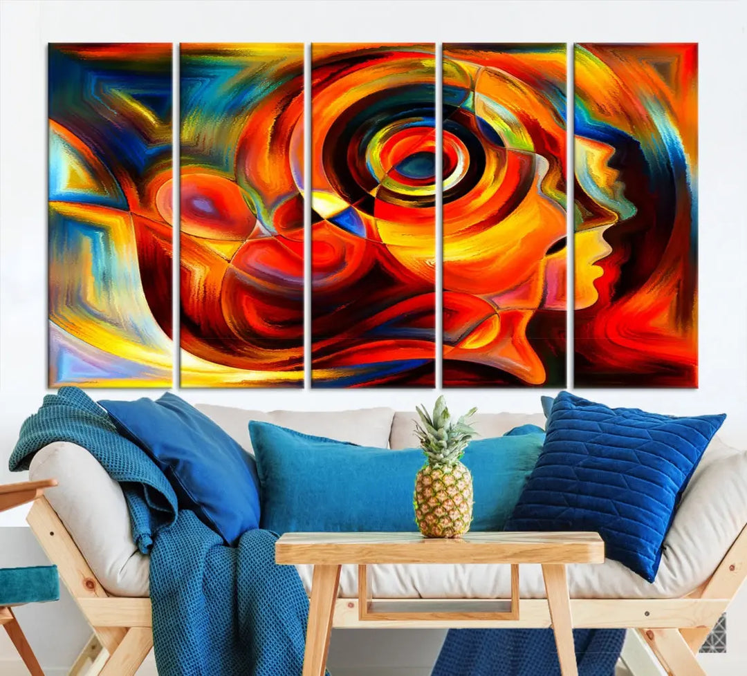 Colorful Abstract Faces Contemporary Wall Art Canvas Print