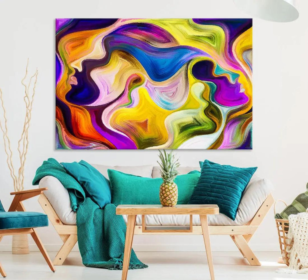 Colorful Faces Infinity Love Large Wall Art Canvas Print