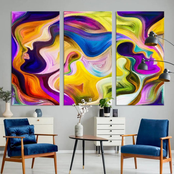 Colorful Faces Infinity Love Large Wall Art Canvas Print