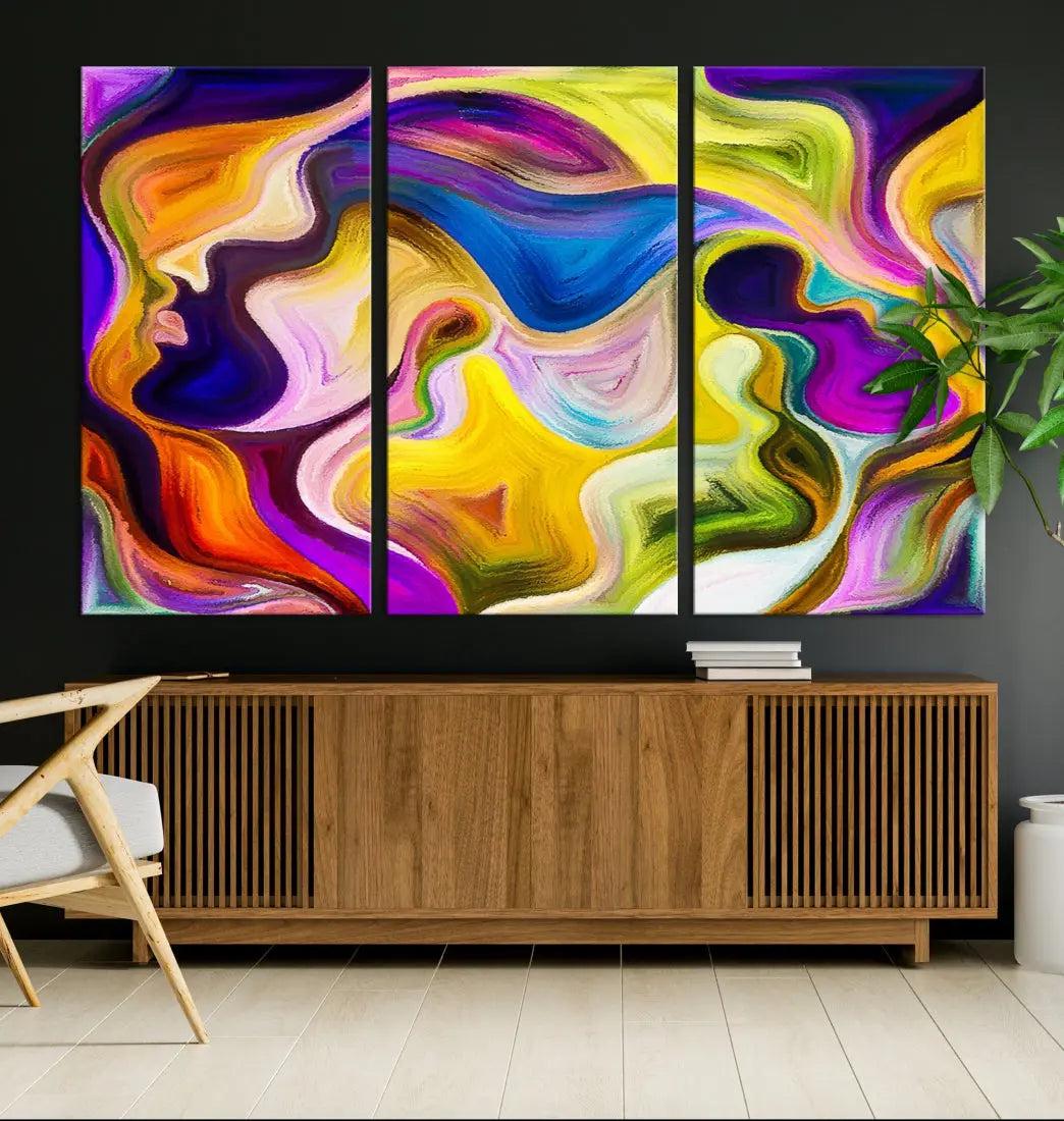 Colorful Faces Infinity Love Large Wall Art Canvas Print