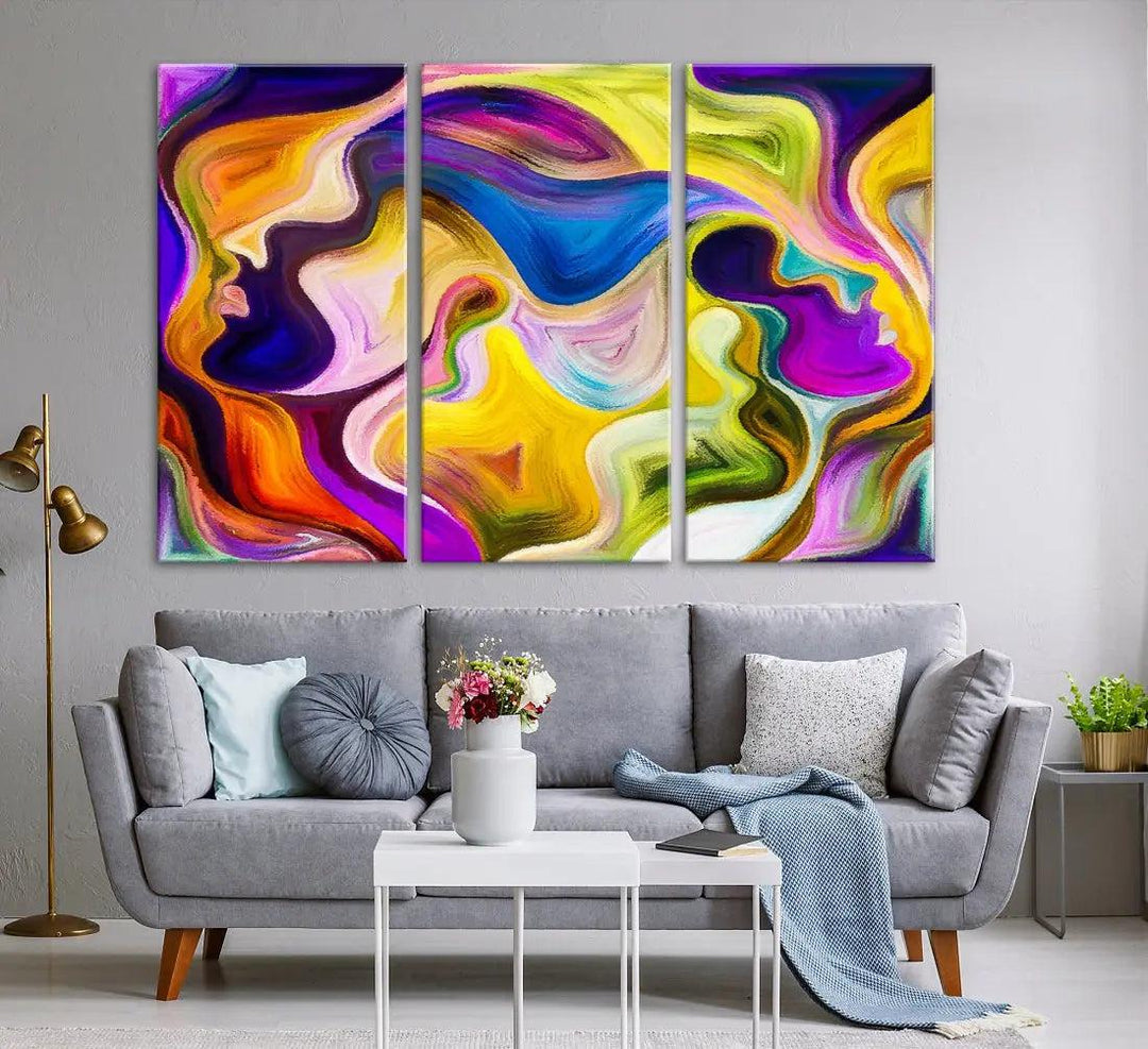 Colorful Faces Infinity Love Large Wall Art Canvas Print