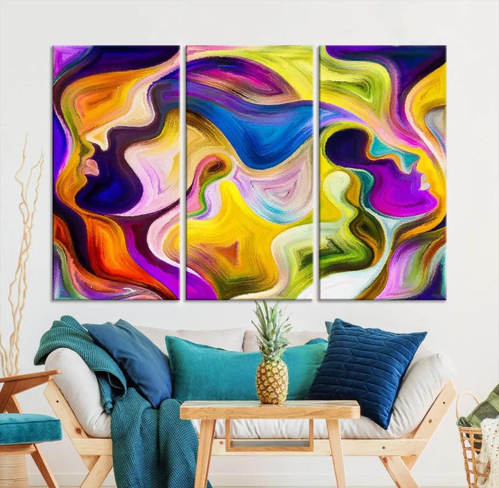 Colorful Faces Infinity Love Large Wall Art Canvas Print