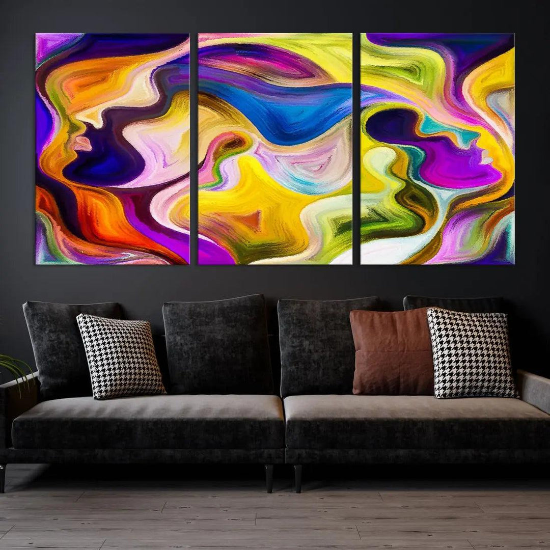 Colorful Faces Infinity Love Large Wall Art Canvas Print