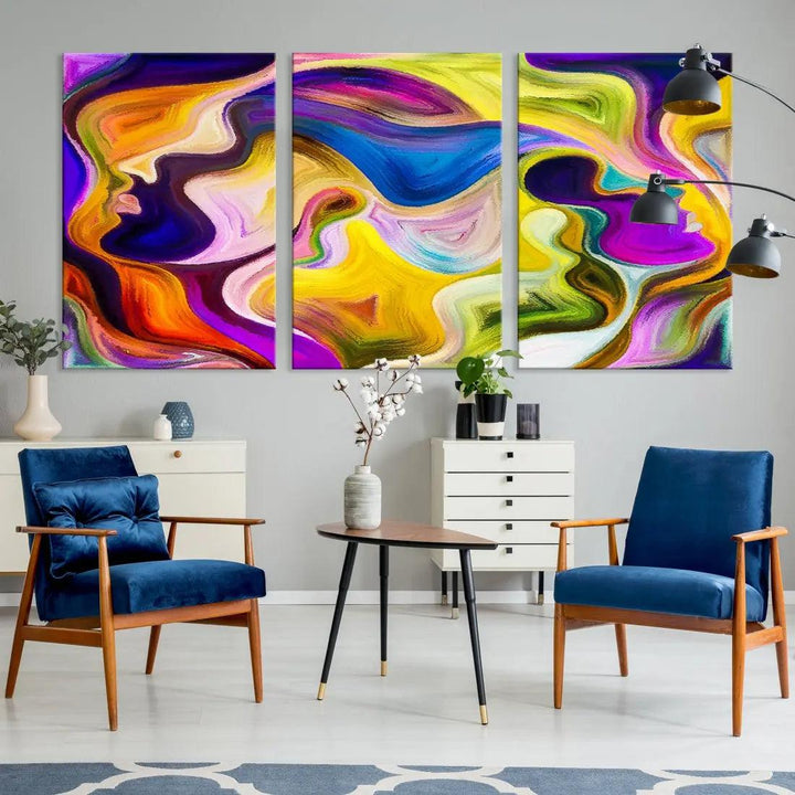 Colorful Faces Infinity Love Large Wall Art Canvas Print