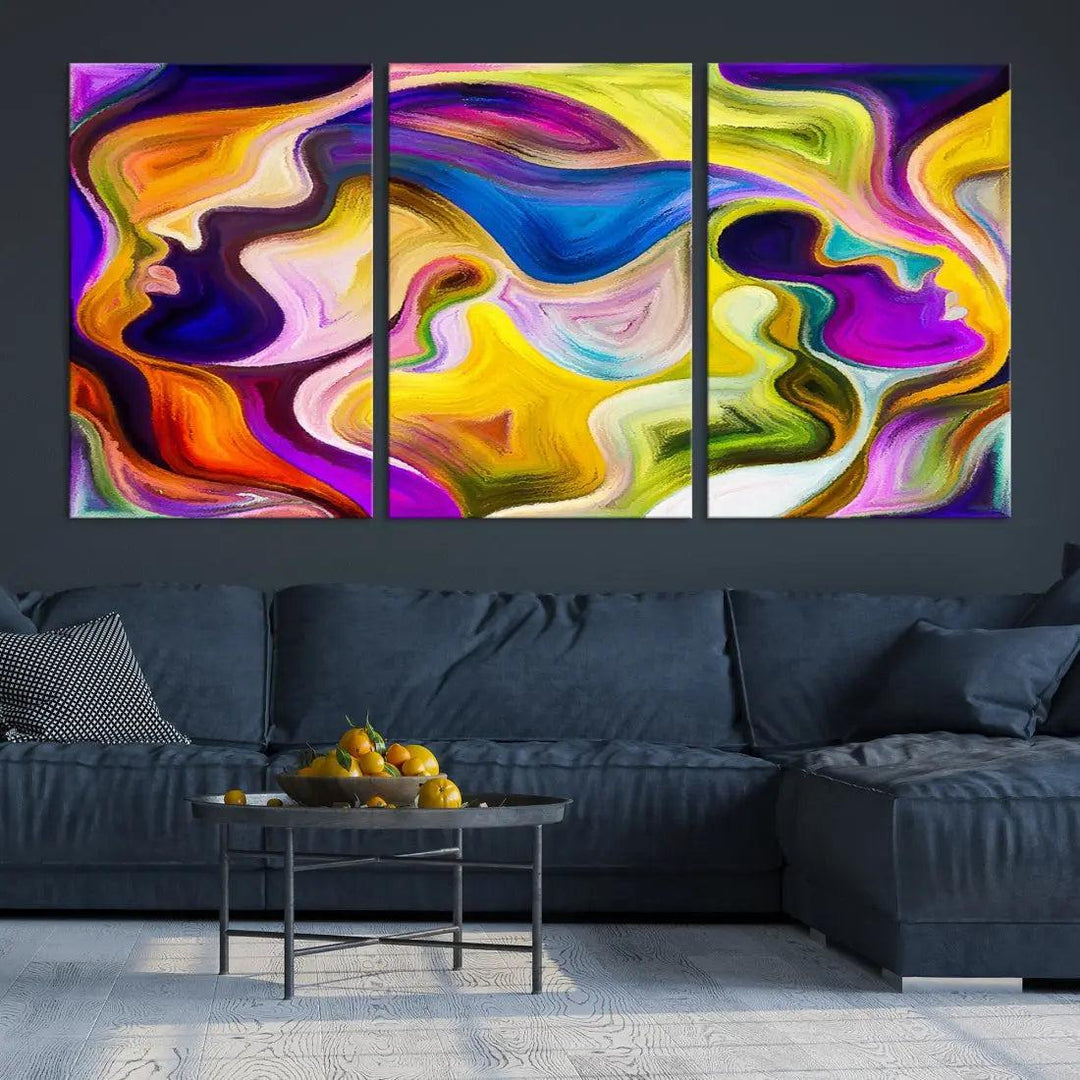 Colorful Faces Infinity Love Large Wall Art Canvas Print