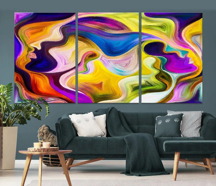 Colorful Faces Infinity Love Large Wall Art Canvas Print