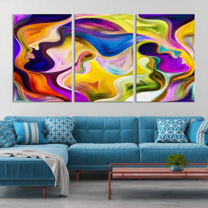 Colorful Faces Infinity Love Large Wall Art Canvas Print