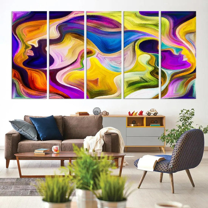 Colorful Faces Infinity Love Large Wall Art Canvas Print