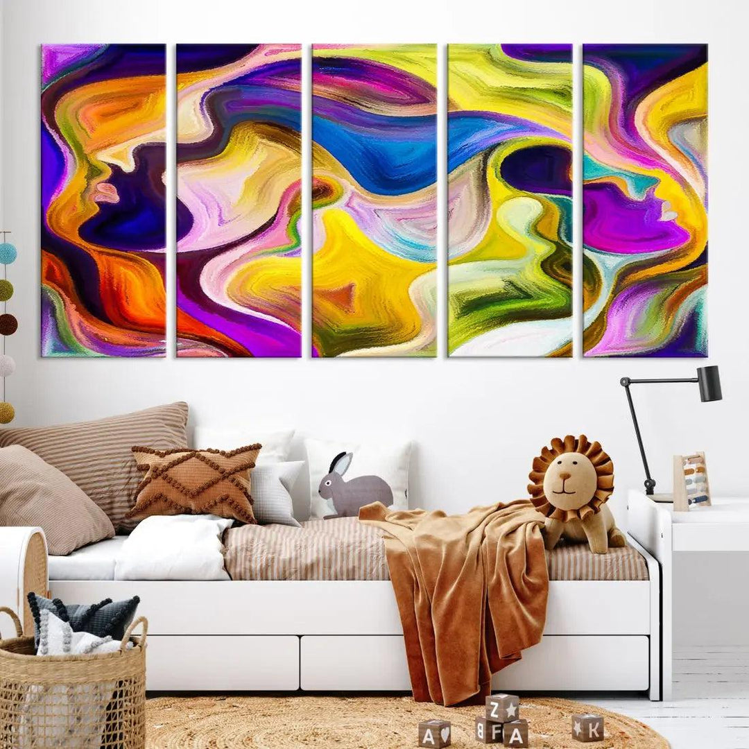 Colorful Faces Infinity Love Large Wall Art Canvas Print