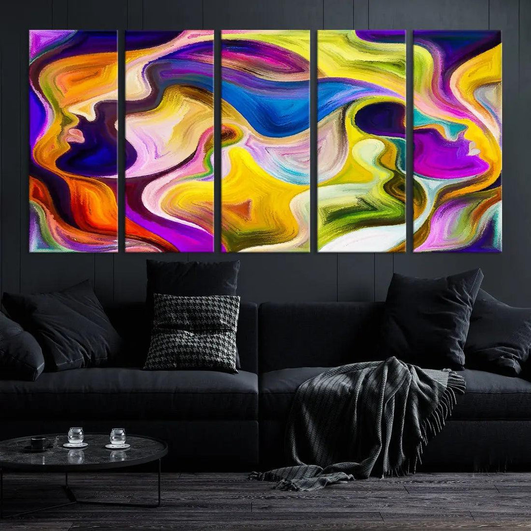 Colorful Faces Infinity Love Large Wall Art Canvas Print