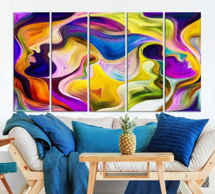 Colorful Faces Infinity Love Large Wall Art Canvas Print