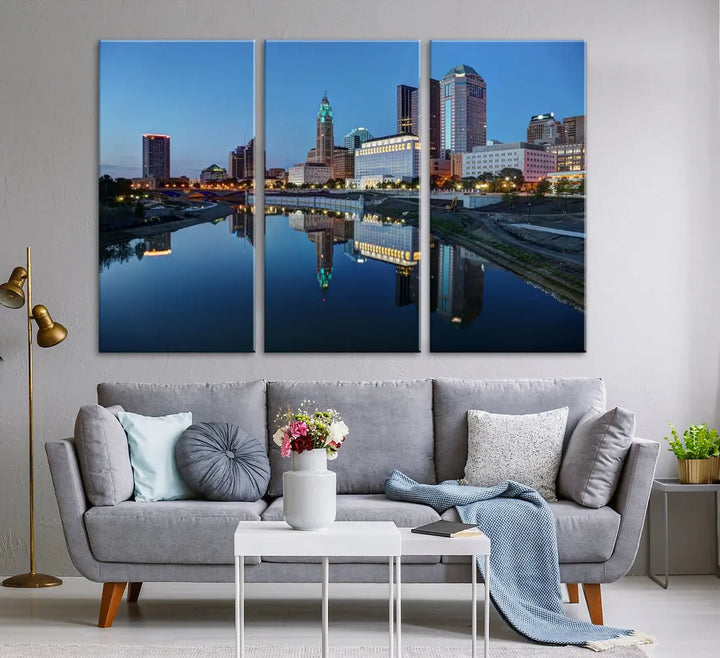 Columbus Downtown Photo Print Extra Large Skyline Wall Art Canvas Wall Decor