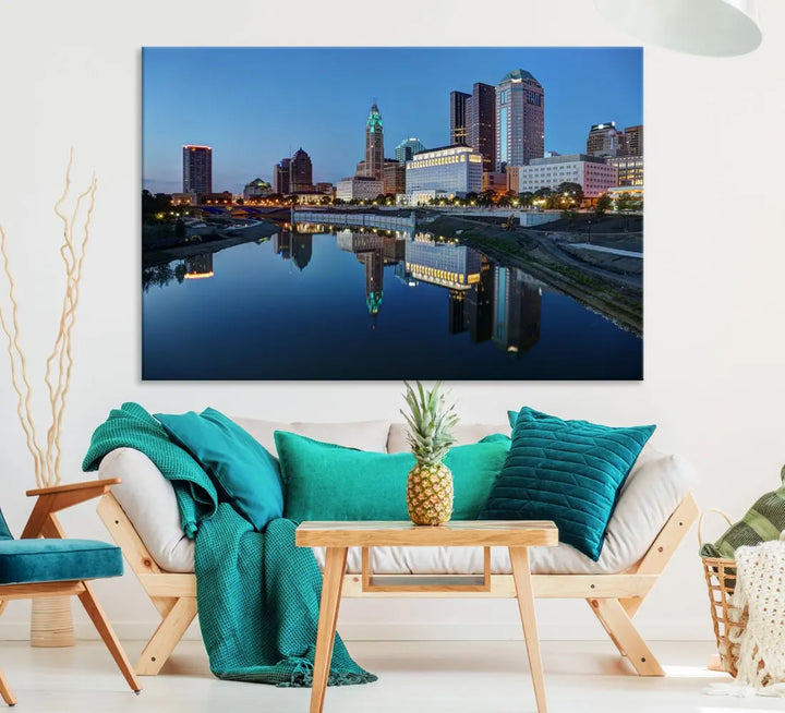 Columbus Downtown Photo Print Extra Large Skyline Wall Art Canvas Wall Decor