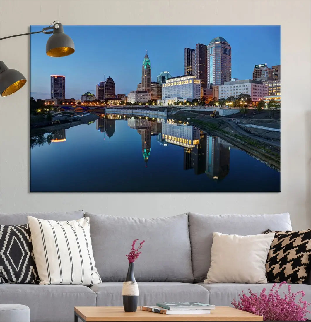 Columbus Downtown Photo Print Extra Large Skyline Wall Art Canvas Wall Decor