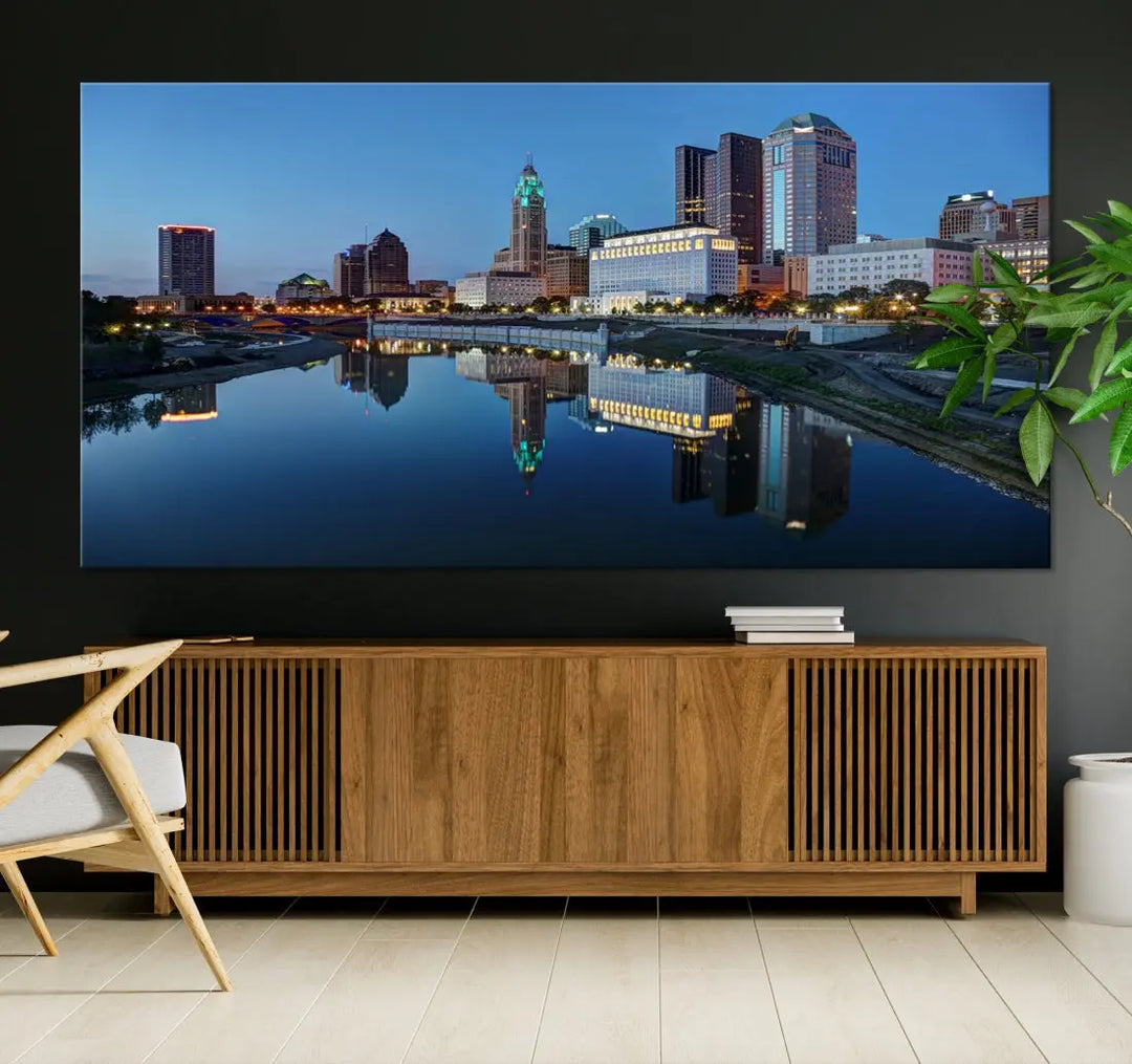 Columbus Downtown Photo Print Extra Large Skyline Wall Art Canvas Wall Decor