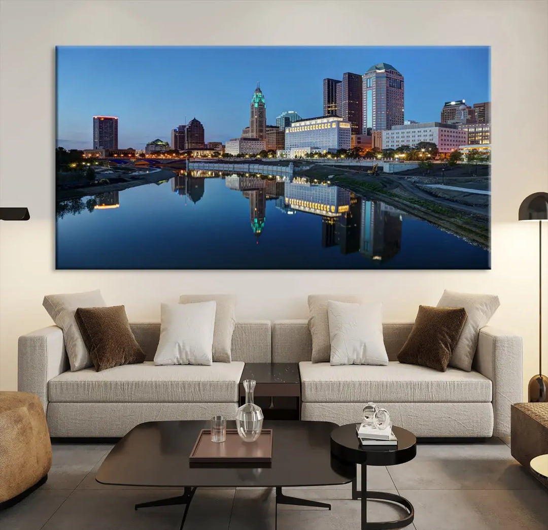 Columbus Downtown Photo Print Extra Large Skyline Wall Art Canvas Wall Decor