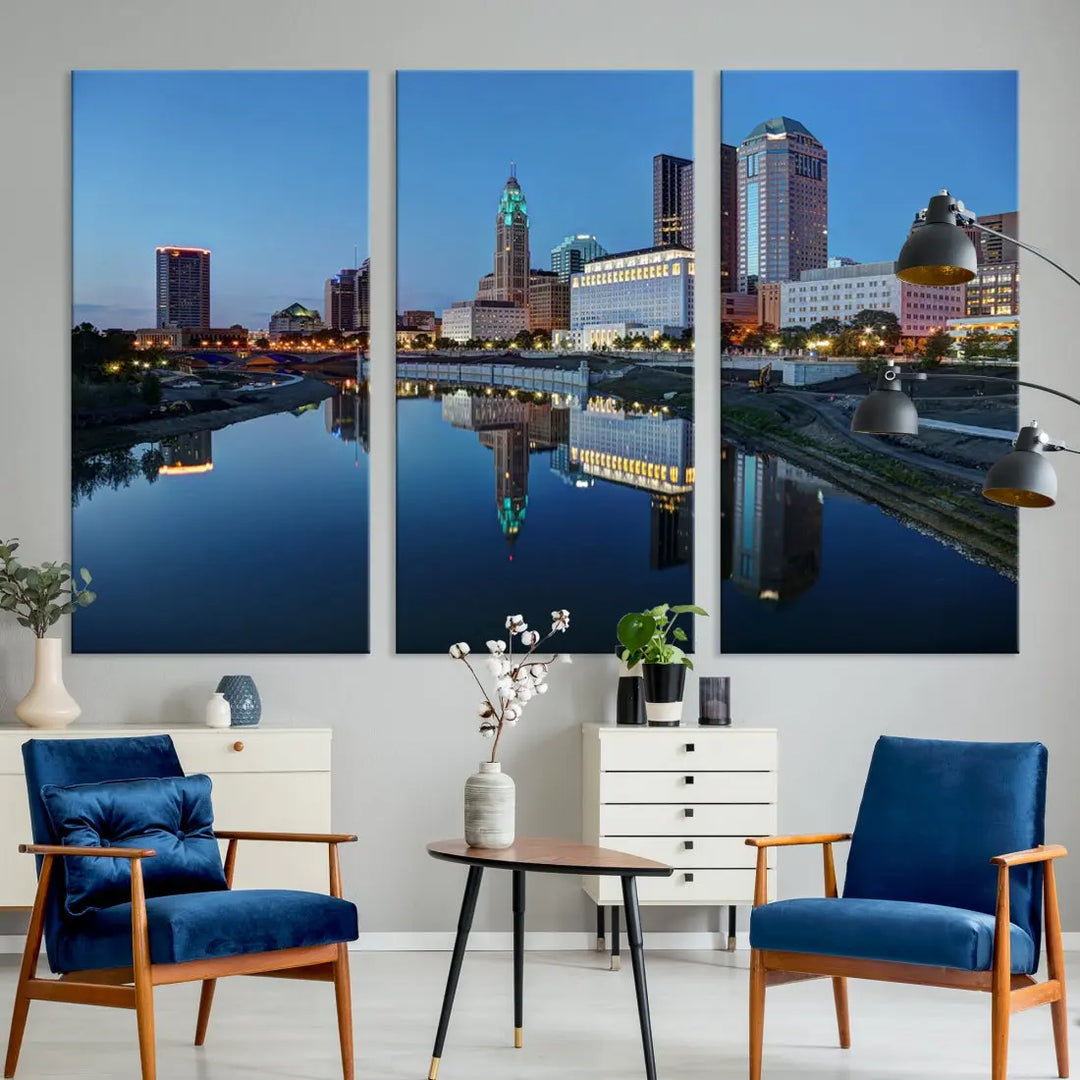 Columbus Downtown Photo Print Extra Large Skyline Wall Art Canvas Wall Decor