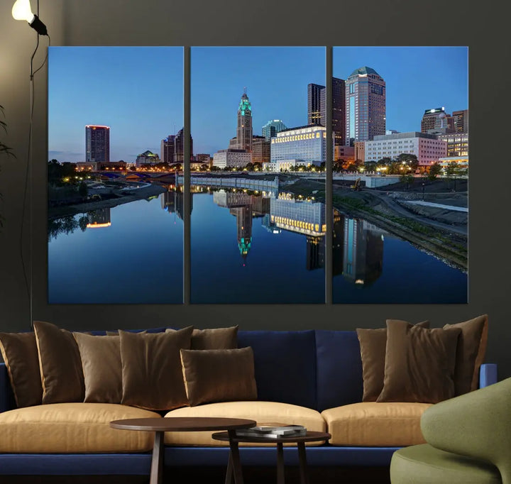 Columbus Downtown Photo Print Extra Large Skyline Wall Art Canvas Wall Decor