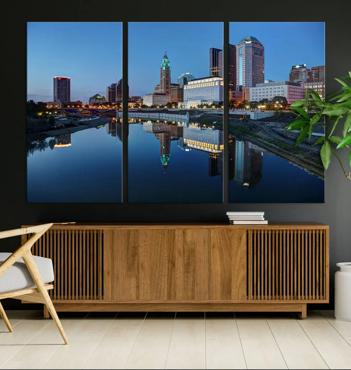 Columbus Downtown Photo Print Extra Large Skyline Wall Art Canvas Wall Decor