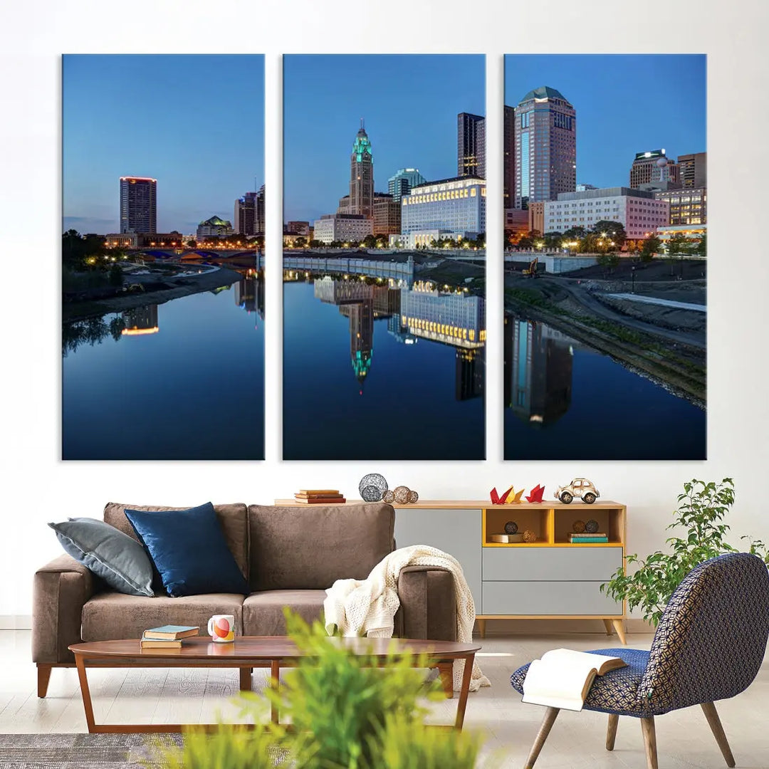 Columbus Downtown Photo Print Extra Large Skyline Wall Art Canvas Wall Decor