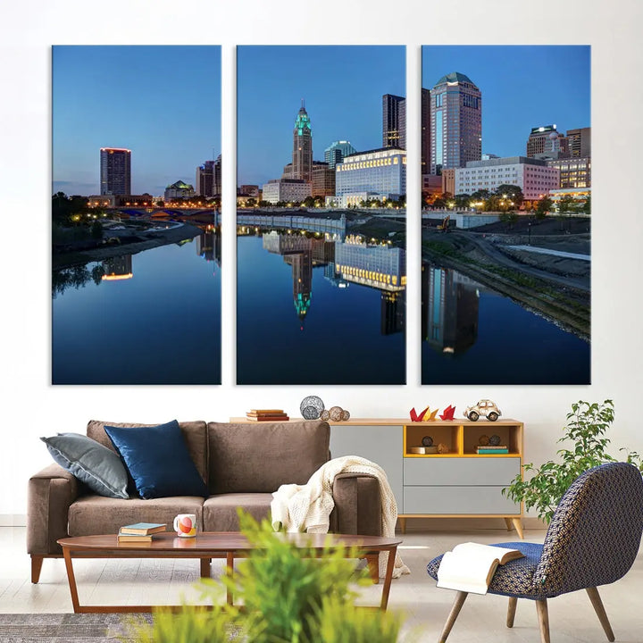 Columbus Downtown Photo Print Extra Large Skyline Wall Art Canvas Wall Decor