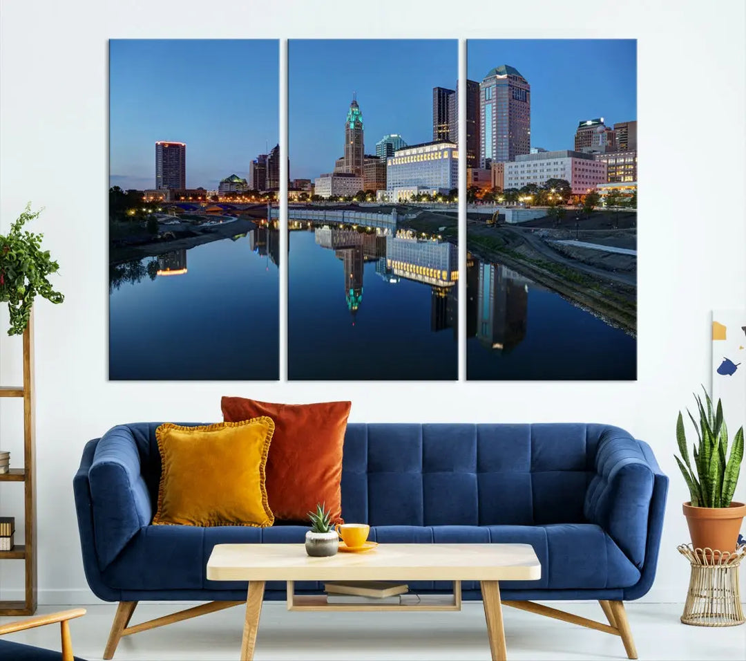 Columbus Downtown Photo Print Extra Large Skyline Wall Art Canvas Wall Decor