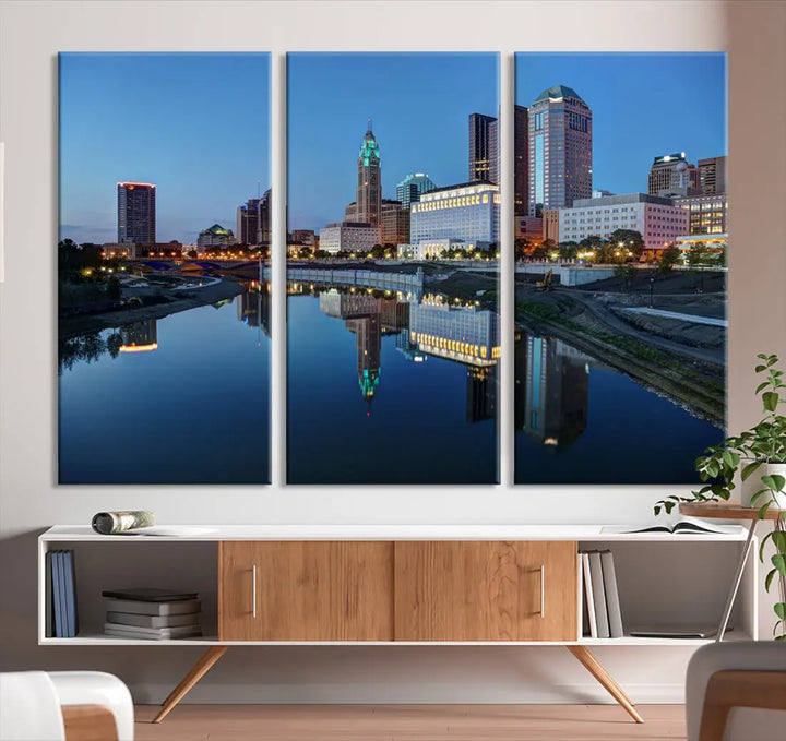 Columbus Downtown Photo Print Extra Large Skyline Wall Art Canvas Wall Decor